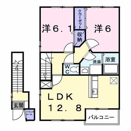 田中駅 徒歩18分 2階の物件間取画像